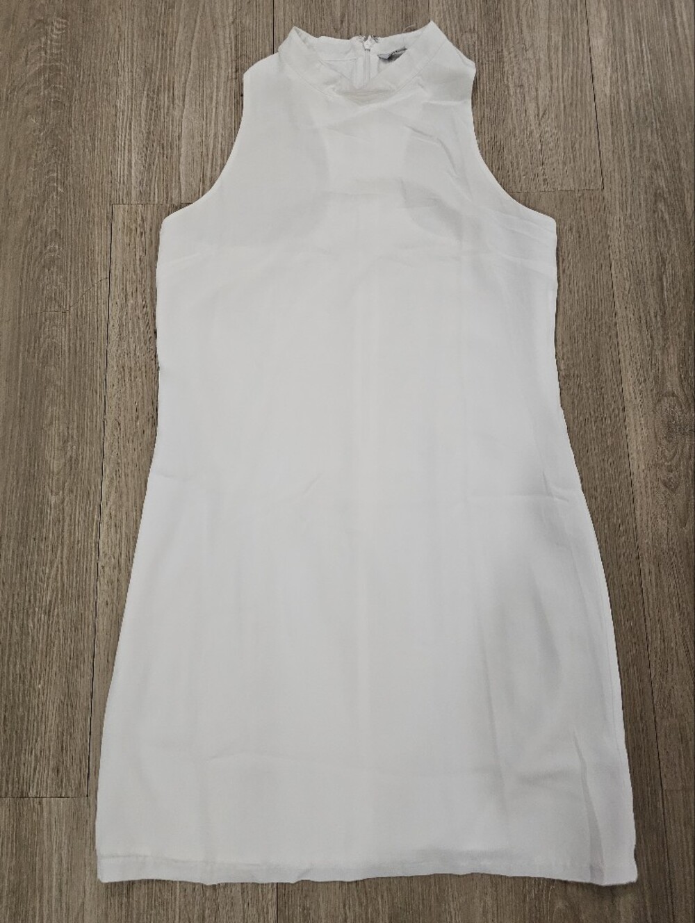 Naked Zebra White High Neck Shift Dress Medium Lined Racerback Sleeveless NWOT